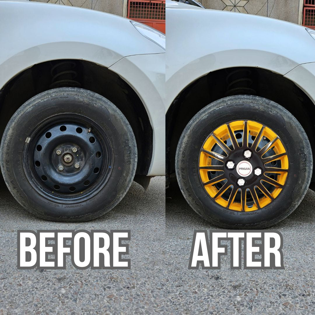 PRIGAN CAMRY BLACK YELLOW WHEEL COVER (Set of 4) AVAILABLE IN 12,13,14,15,16 INCH