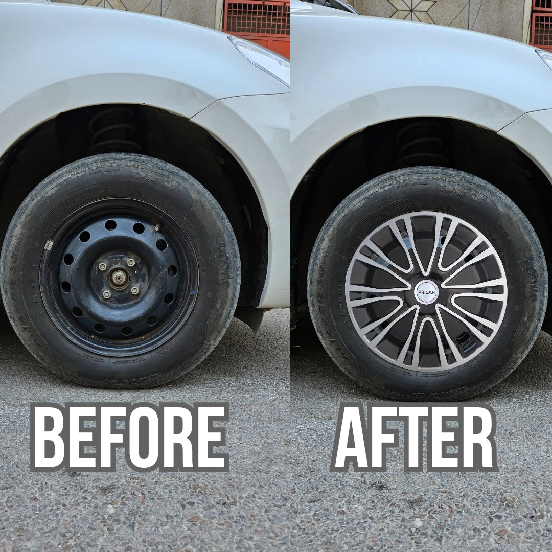 PRIGAN DRIVE BLACK SILVER WHEEL COVER (Set of 4) AVAILABLE IN 13,14,15,16 INCH