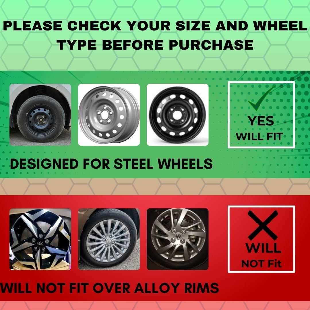 PRIGAN FIREBOLT BLACK SILVER WHEEL COVER (Set of 4) AVAILABLE IN 12,13,14,15,16,17 INCH