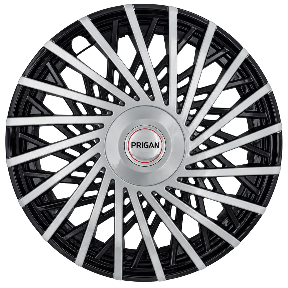 PRIGAN SATIN SILVER BLACK WHEEL COVER (Set of 4) AVAILABLE IN 13,14,15 INCH