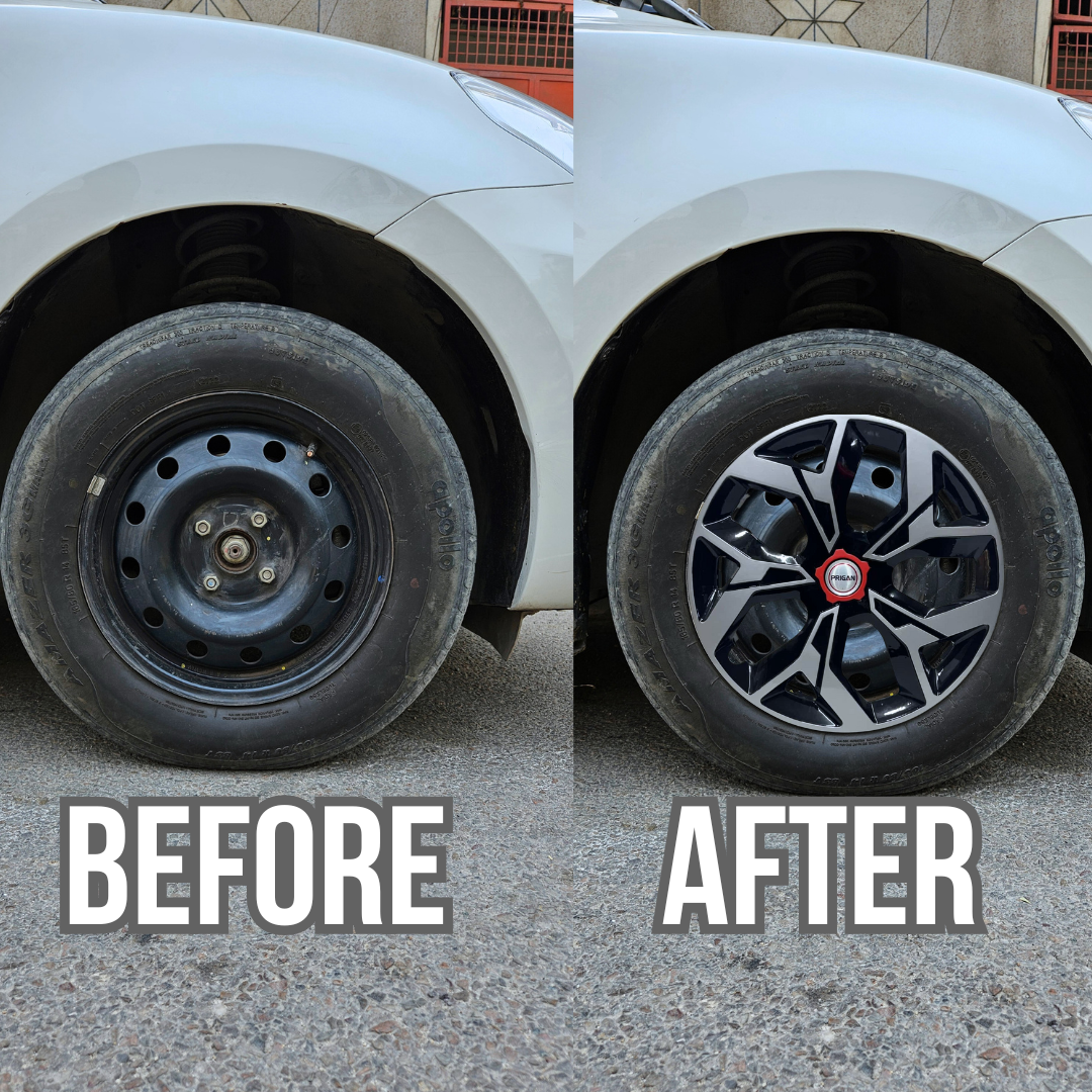 PRIGAN VOX BLACK SILVER WHEEL COVER (Set of 4) AVAILABLE IN 14,15 INCH