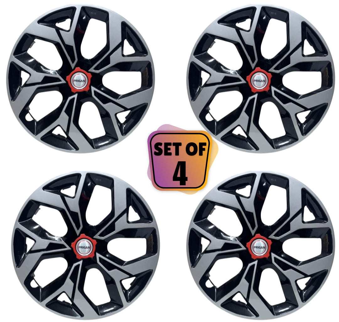 PRIGAN VOX BLACK SILVER WHEEL COVER (Set of 4) AVAILABLE IN 14,15 INCH