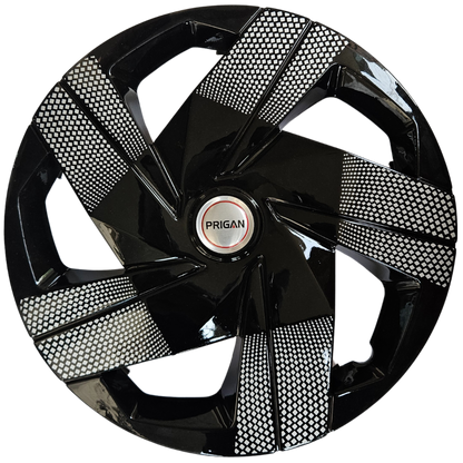 PRIGAN STAREX SILVER BLACK WHEEL COVER  (Set of 4)  AVAILABLE IN 15 & 16 INCH