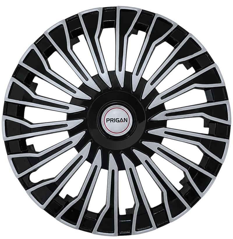 PRIGAN CAMARO BLACK SILVER WHEEL COVER  (Set of 4)  AVAILABLE IN 13,14,15 INCH