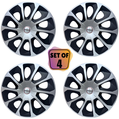 PRIGAN DZIRE TYPE 5 SILVER BLACK WHEEL COVER  (Set of 4)  AVAILABLE IN 14 INCH