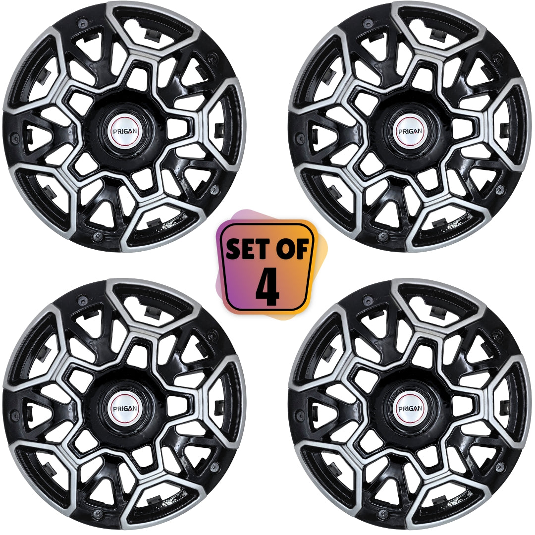 PRIGAN GRAVITY SILVER BLACK WHEEL COVER  (Set of 4)  AVAILABLE IN 15,16 INCH