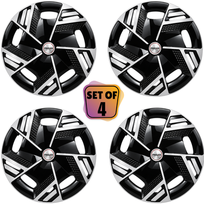 PRIGAN NITRO BLACK SILVER WHEEL COVER  (Set of 4)  AVAILABLE IN 14,15,16 INCH