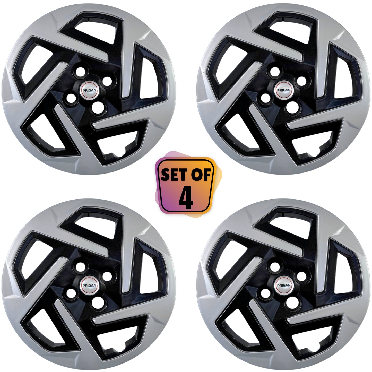 PRIGAN AURA T2 BOLT FITTING BLACK SILVER WHEEL COVER  (Set of 4)  AVAILABLE IN 14 & 15 INCH (FOR AURA & EXTER)
