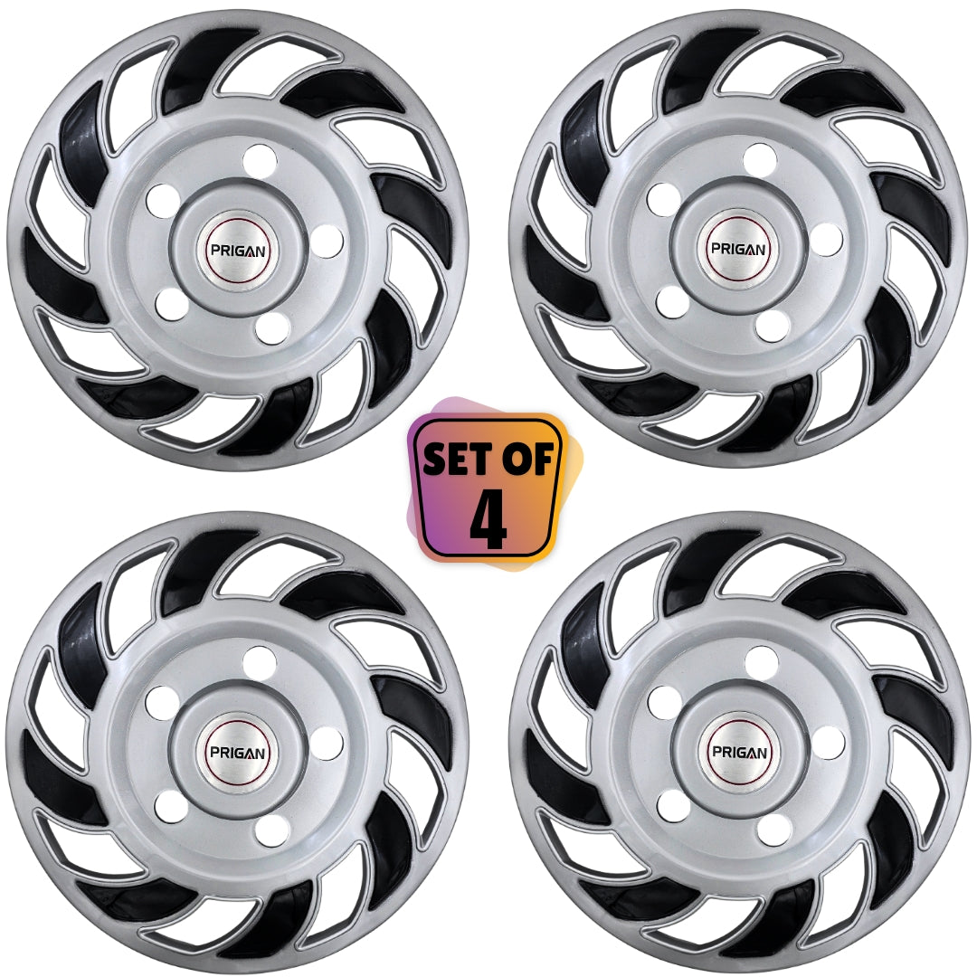 PRIGAN WHEEL COVER FOR BOLERO AND FORCE ONLY | SILVER BLACK WHEEL CAP  (Set of 4)  AVAILABLE IN 15 & 16 INCH (MODEL-BOLERO/FORCE SPIN)