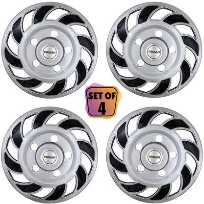 PRIGAN WHEEL COVER FOR BOLERO AND FORCE ONLY | SILVER BLACK WHEEL CAP  (Set of 4)  AVAILABLE IN 15 & 16 INCH (MODEL-BOLERO/FORCE SPIN)