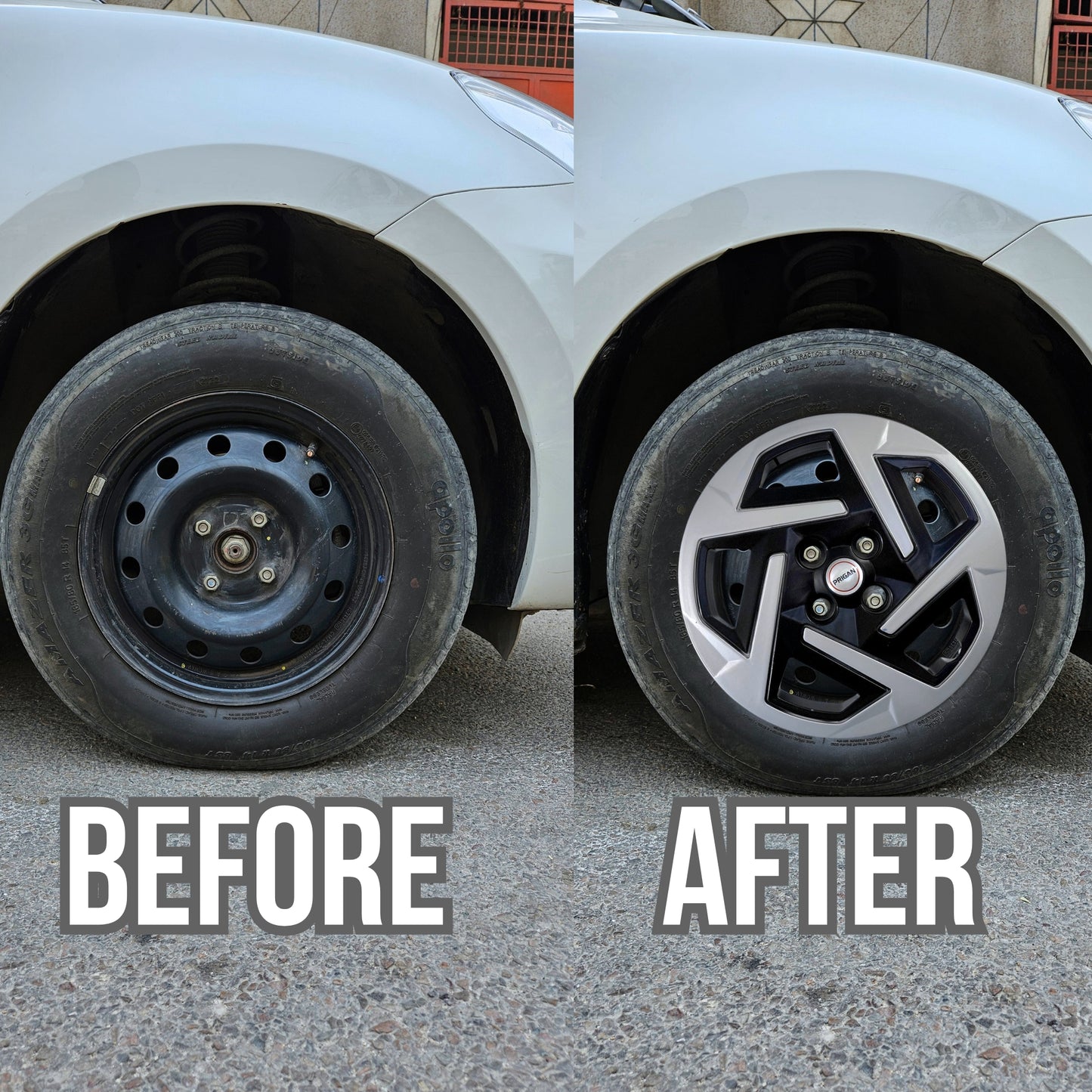 PRIGAN AURA T2 BOLT FITTING BLACK SILVER WHEEL COVER  (Set of 4)  AVAILABLE IN 14 & 15 INCH (FOR AURA & EXTER)