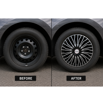 PRIGAN CAMARO BLACK SILVER WHEEL COVER  (Set of 4)  AVAILABLE IN 13,14,15 INCH