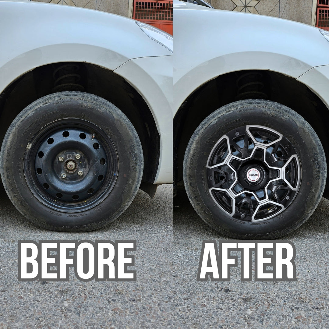 PRIGAN GRAVITY SILVER BLACK WHEEL COVER  (Set of 4)  AVAILABLE IN 15,16 INCH