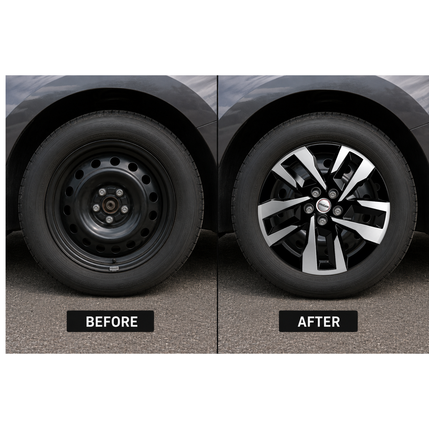PRIGAN THAR OE T3 18 INCH SILVER BLACK WHEEL COVER SPECIALLY DESIGNED FOR 18 INCH STEEL RIMS (LIMITED STOCK)