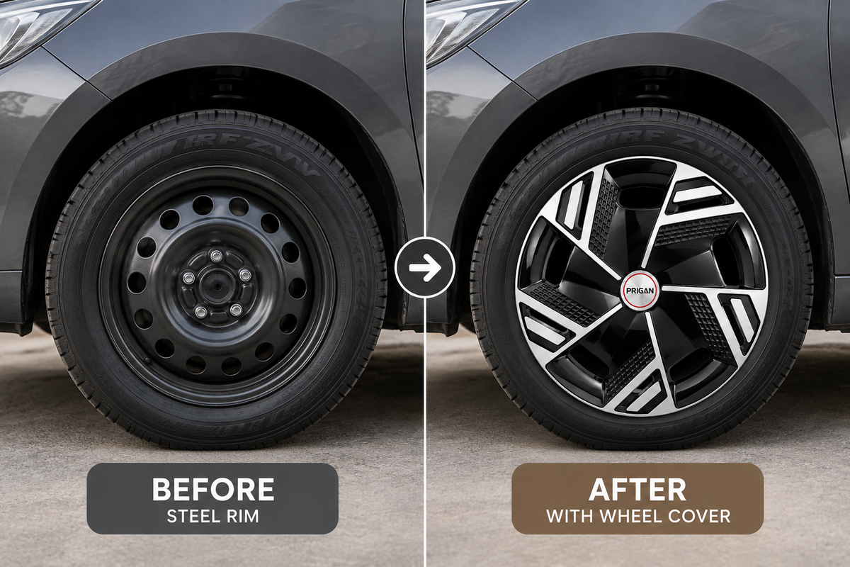 PRIGAN NITRO BLACK SILVER WHEEL COVER  (Set of 4)  AVAILABLE IN 14,15,16 INCH