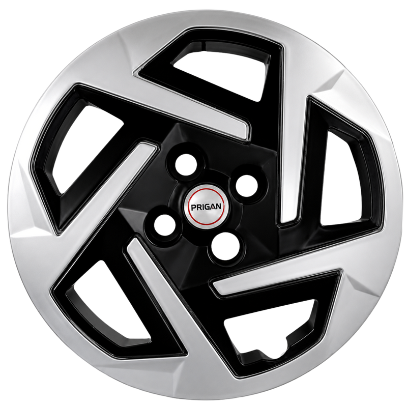 PRIGAN AURA T2 BOLT FITTING BLACK SILVER WHEEL COVER  (Set of 4)  AVAILABLE IN 14 & 15 INCH (FOR I10 NIOS, AURA)