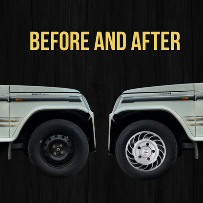 PRIGAN WHEEL COVER FOR BOLERO AND FORCE ONLY | SILVER BLACK WHEEL CAP  (Set of 4)  AVAILABLE IN 15 & 16 INCH (MODEL-BOLERO/FORCE SPIN)