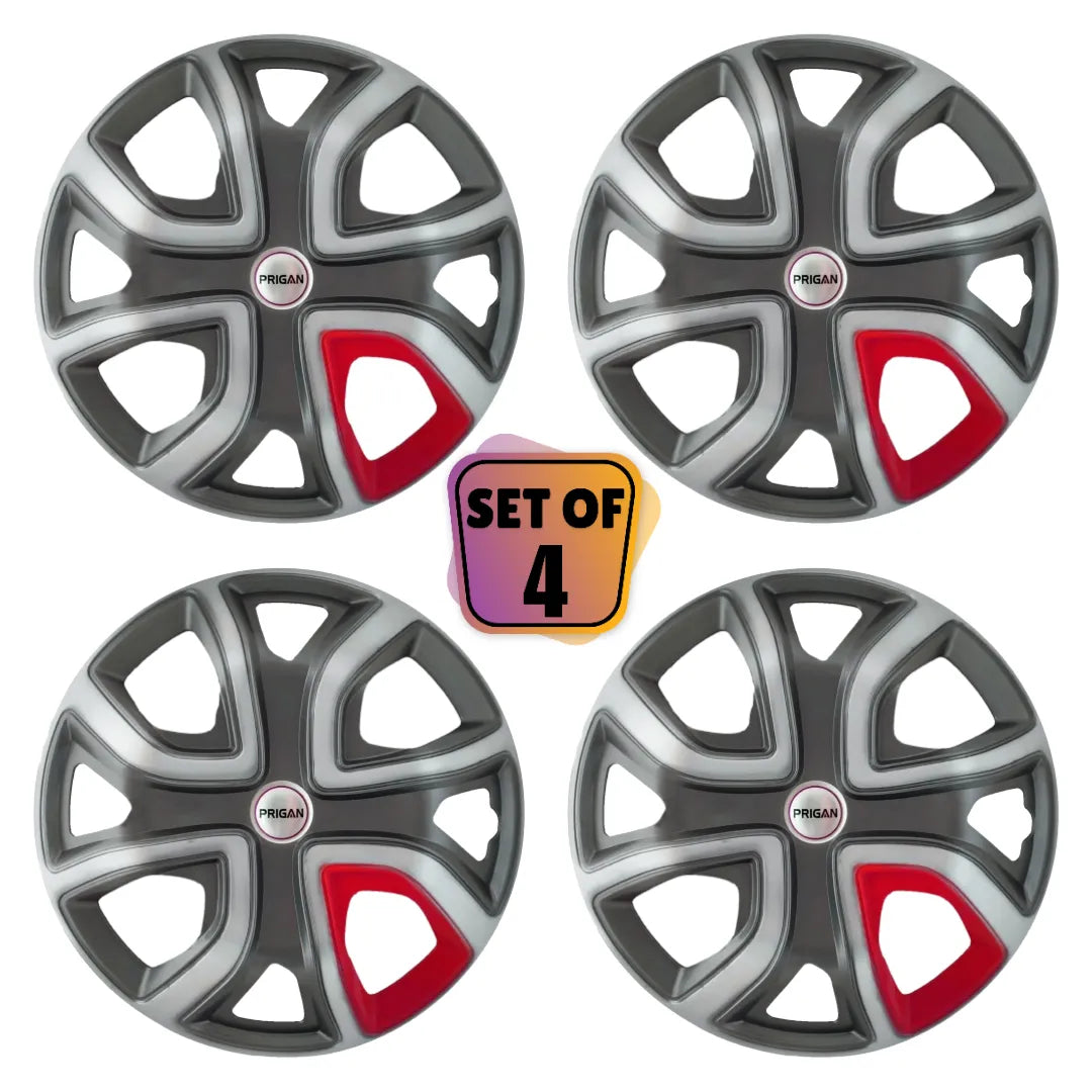 PRIGAN ALTROZ 14 INCH GREY SILVER RED 14 WHEEL COVER  (Set of 4)  AVAILABLE IN 14 INCH