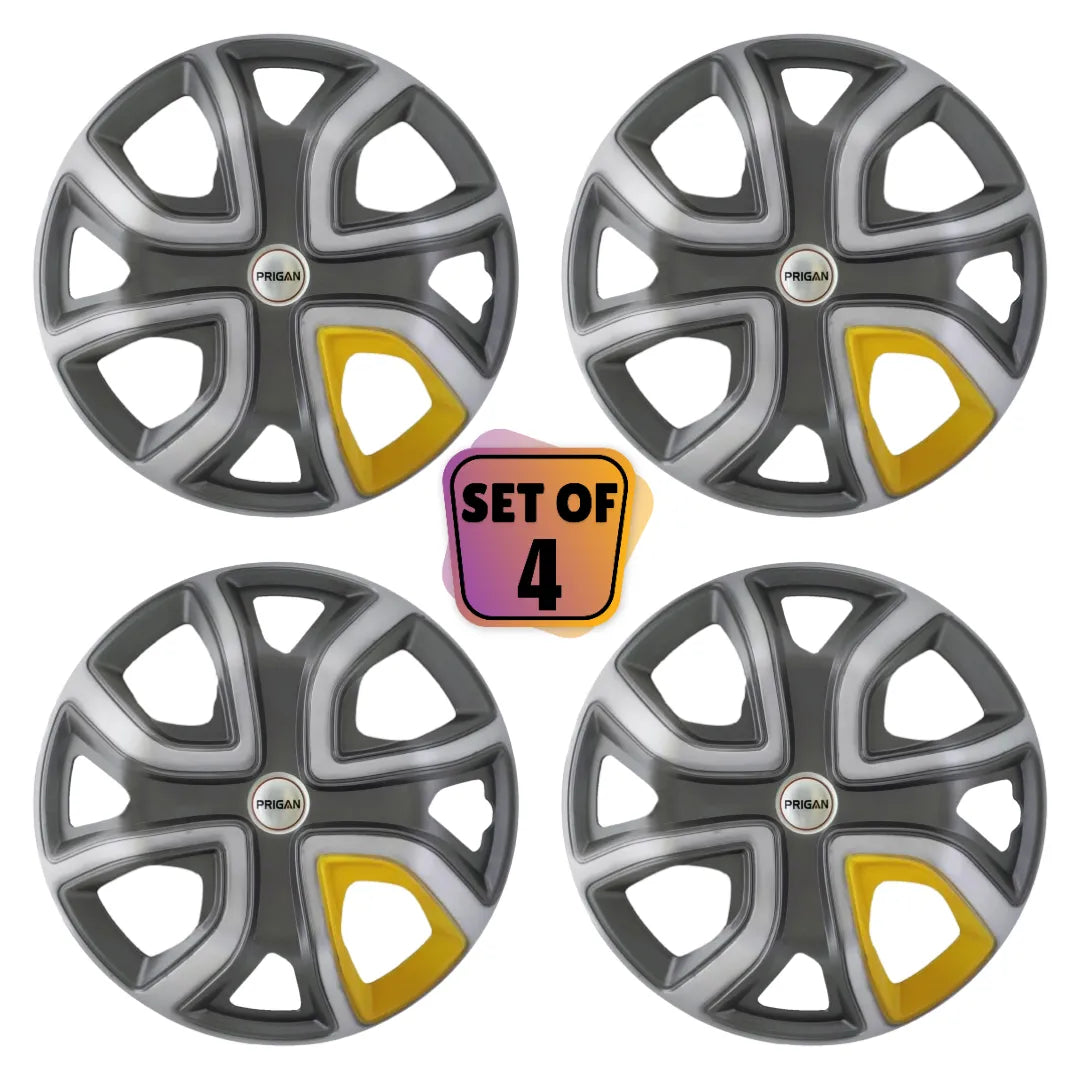 PRIGAN ALTROZ 14 INCH GREY SILVER YELLOW 14 WHEEL COVER  (Set of 4)  AVAILABLE IN 14 INCH