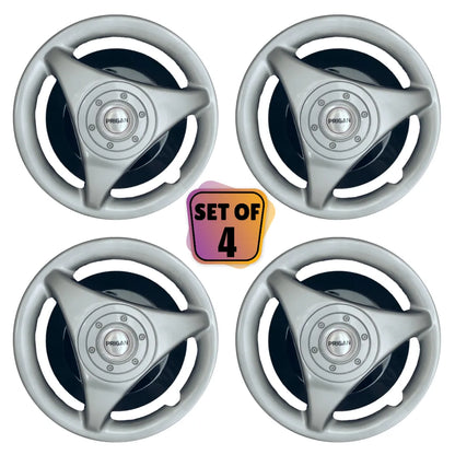 PRIGAN ATR 13 WHEEL SILVER BLACK COVER  (Set of 4)  AVAILABLE IN 13 INCH