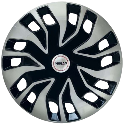 PRIGAN AVENGER 14 INCH SILVER BLACK WHEEL COVER  (Set of 4)  AVAILABLE IN 14 INCH