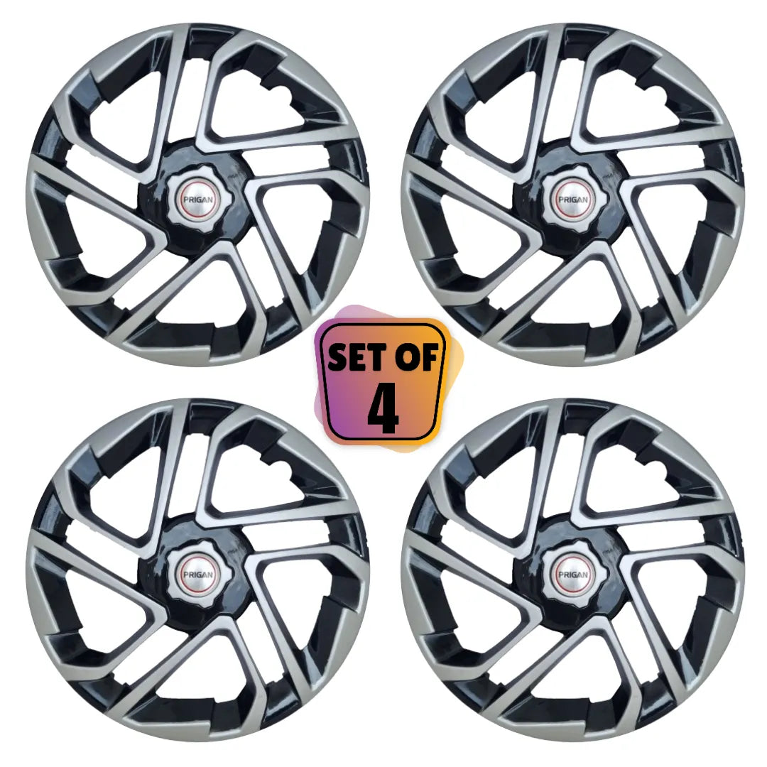 PRIGAN ANTIQUE SILVER BLACK WHEEL COVER  (Set of 4)  AVAILABLE IN 14,15,16 INCH