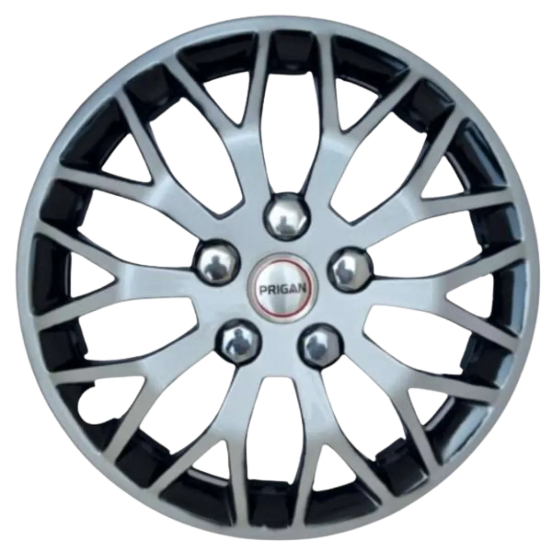 PRIGAN BEGIN 13 WHEEL SILVER BLACK COVER  (Set of 4)  AVAILABLE IN 13 INCH