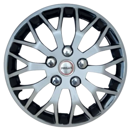 PRIGAN BEGIN 13 WHEEL SILVER BLACK COVER  (Set of 4)  AVAILABLE IN 13 INCH