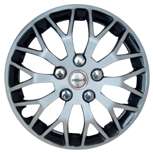 PRIGAN BEGIN 13 WHEEL SILVER BLACK COVER  (Set of 4)  AVAILABLE IN 13 INCH