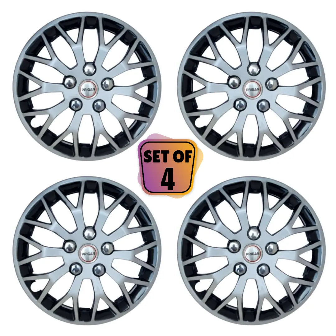 PRIGAN BEGIN 13 WHEEL SILVER BLACK COVER  (Set of 4)  AVAILABLE IN 13 INCH