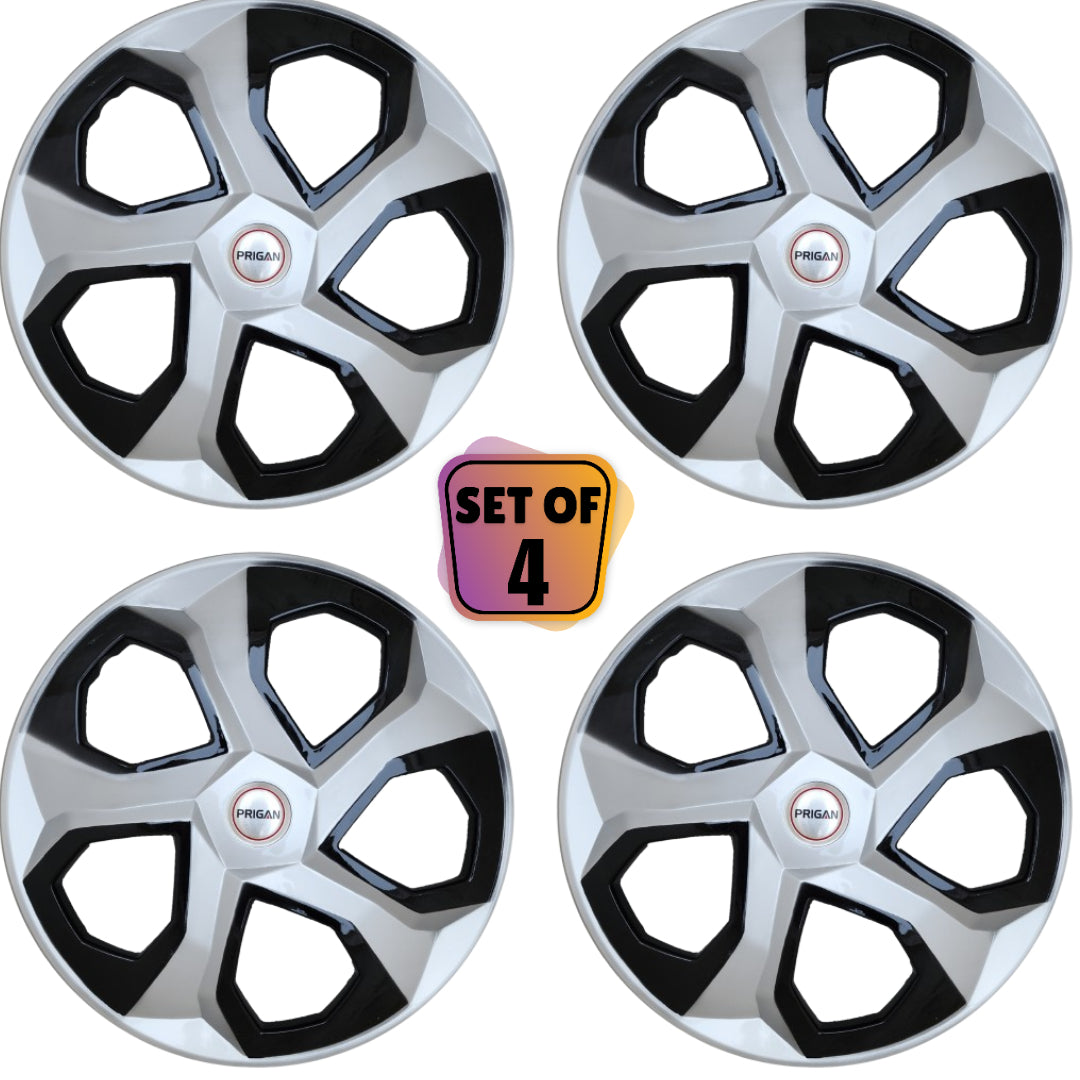 PRIGAN BREZZA 16 INCH TYPE 2 SILVER BLACK WHEEL COVER  (Set of 4)  AVAILABLE IN 16 INCH