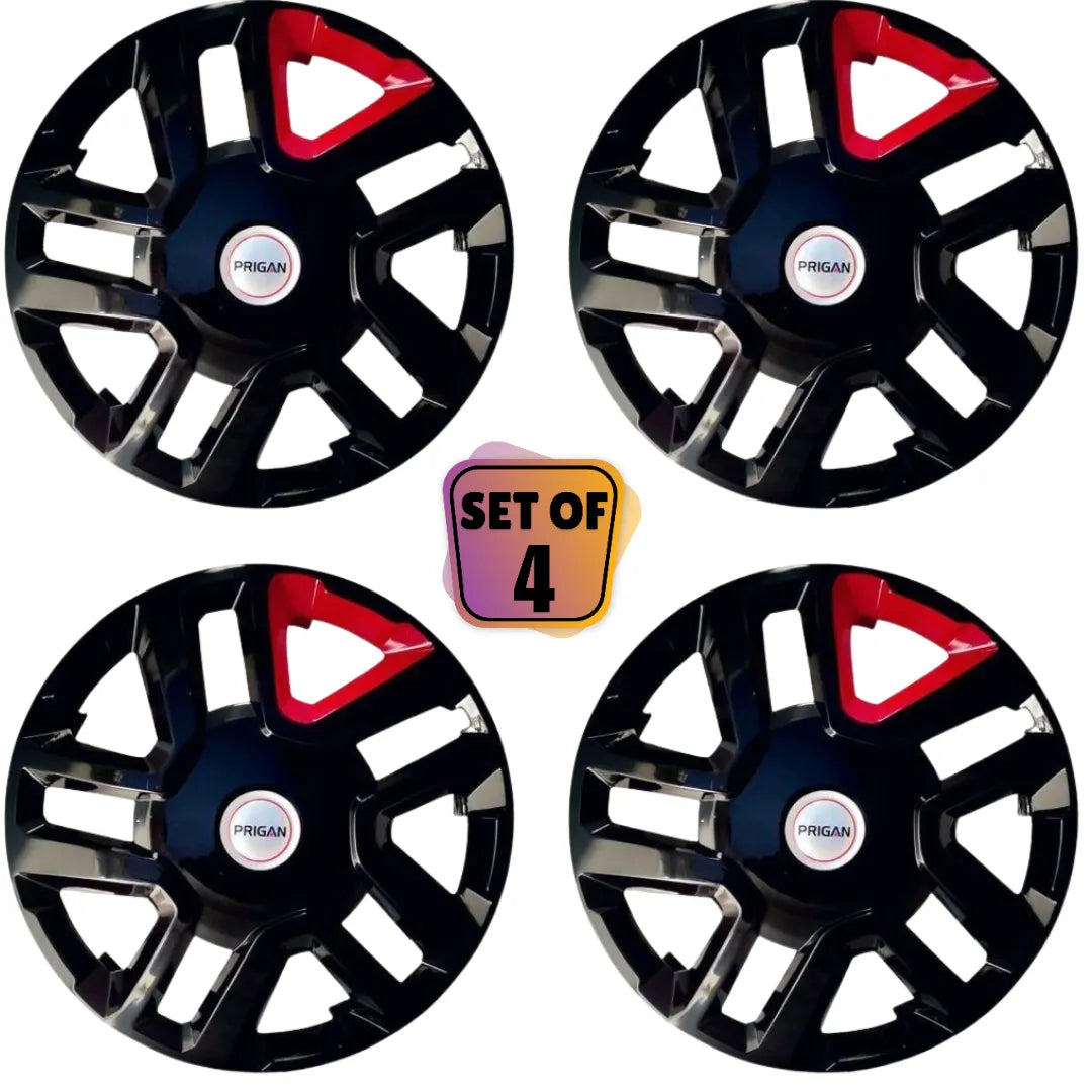 PRIGAN BREZZA 16 INCH ONE BOX RED WHEEL COVER  (Set of 4)  AVAILABLE IN 16 INCH