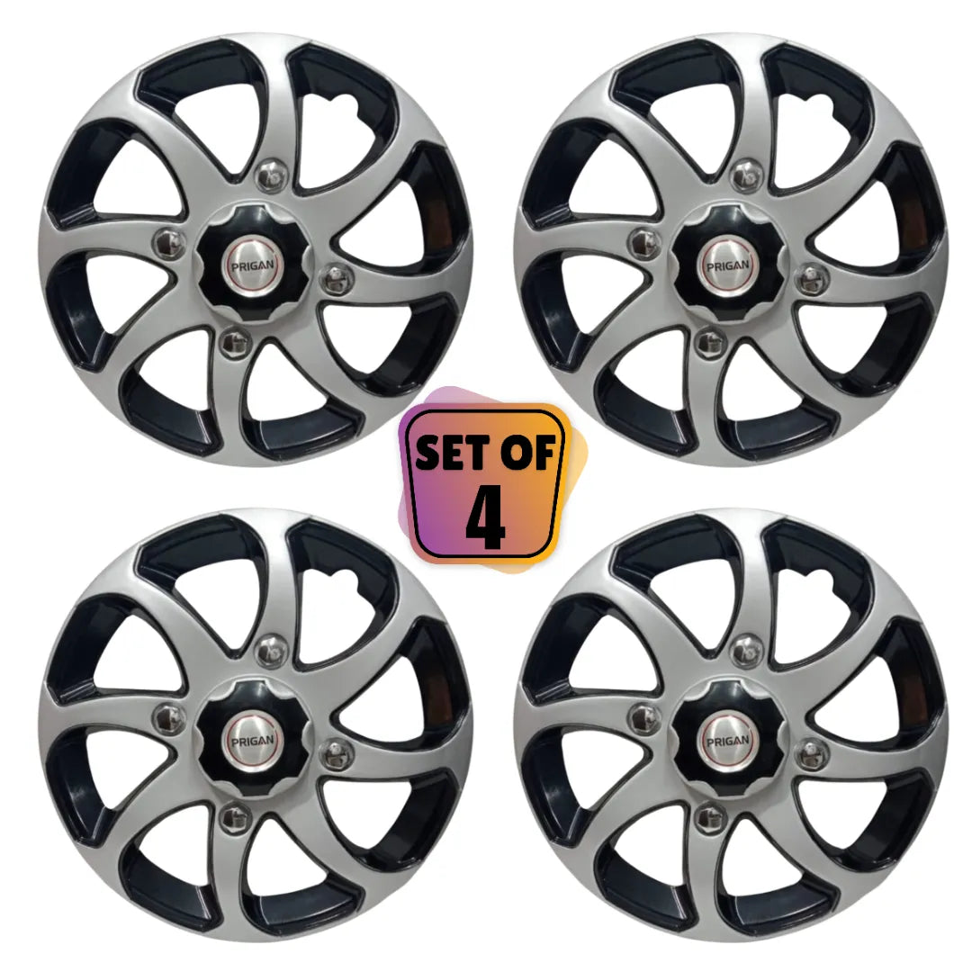 PRIGAN BOLERO TYPE-3 15 INCH SILVER BLACK WHEEL COVER  (Set of 4)  AVAILABLE IN 15 INCH