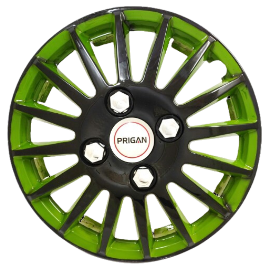 PRIGAN CAMRY BLACK GREEN WHEEL COVER  (Set of 4)  AVAILABLE IN 12,13,14,15,16 INCH