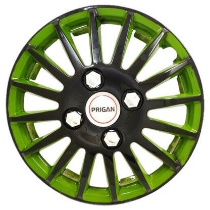 PRIGAN CAMRY BLACK GREEN WHEEL COVER  (Set of 4)  AVAILABLE IN 12,13,14,15,16 INCH