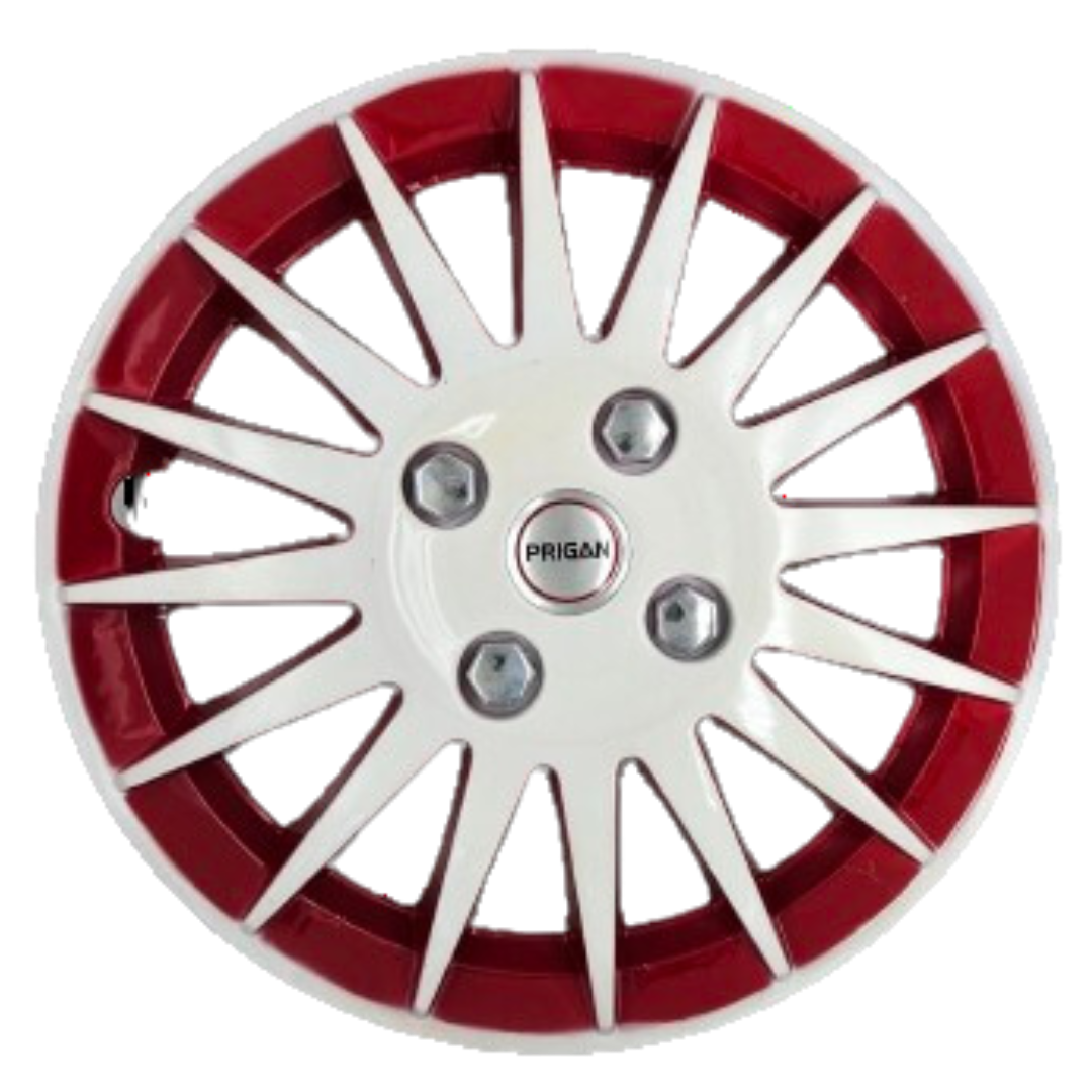 PRIGAN CAMRY WHITE RED WHEEL COVER  (Set of 4)  AVAILABLE IN 12,13,14,15,16 INCH