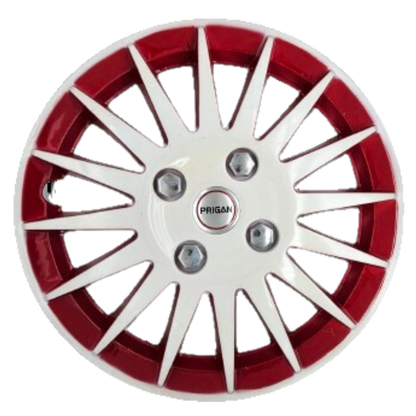 PRIGAN CAMRY WHITE RED WHEEL COVER  (Set of 4)  AVAILABLE IN 12,13,14,15,16 INCH