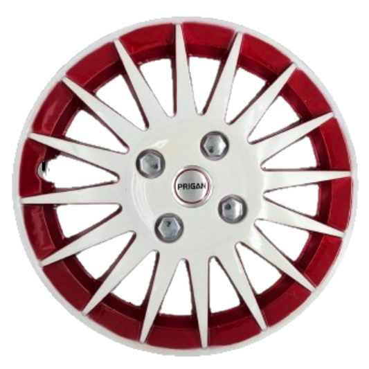 PRIGAN CAMRY WHITE RED WHEEL COVER  (Set of 4)  AVAILABLE IN 12,13,14,15,16 INCH