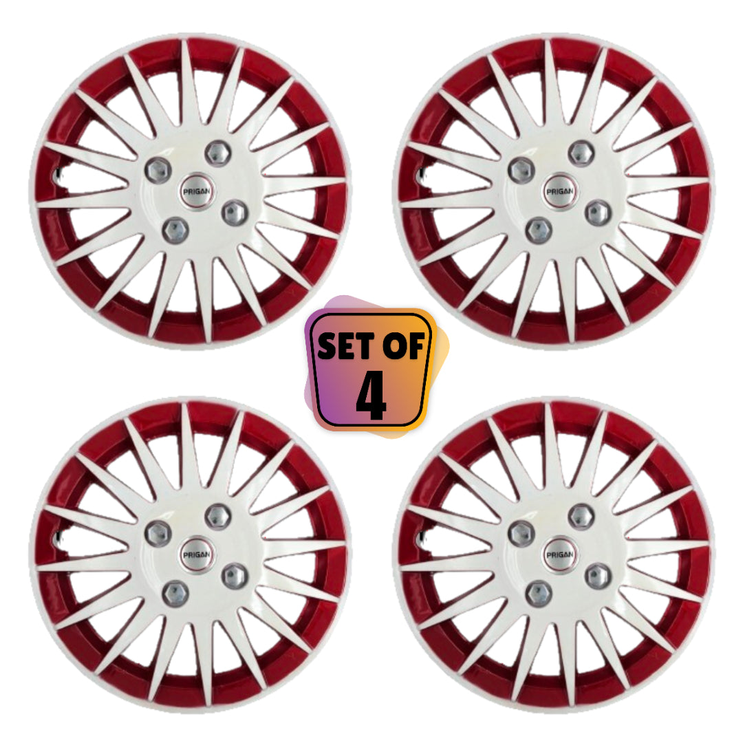 PRIGAN CAMRY WHITE RED WHEEL COVER  (Set of 4)  AVAILABLE IN 12,13,14,15,16 INCH