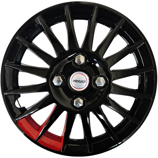 PRIGAN CAMRY TWIN RED WHEEL COVER  (Set of 4)  AVAILABLE IN 12,13,14 INCH
