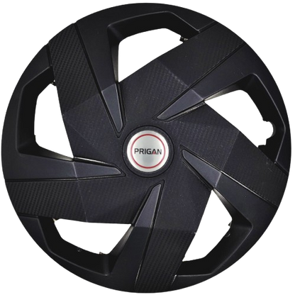 PRIGAN CARBON 15 INCH BLACK WHEEL COVER  (Set of 4)  AVAILABLE IN 15 INCH