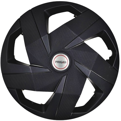 PRIGAN CARBON 15 INCH BLACK WHEEL COVER  (Set of 4)  AVAILABLE IN 15 INCH