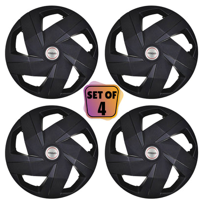 PRIGAN CARBON 15 INCH BLACK WHEEL COVER  (Set of 4)  AVAILABLE IN 15 INCH