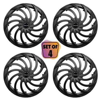 PRIGAN CYCLONE BLACK WHEEL COVER  (Set of 4)  AVAILABLE IN 12,13,14,15,16,17  INCH