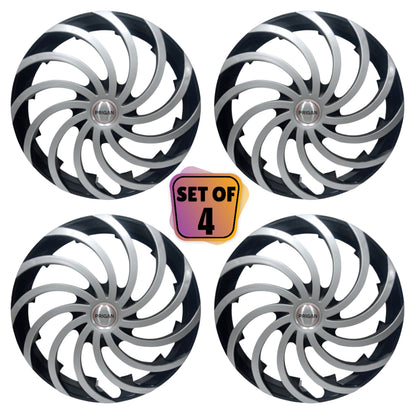 PRIGAN CYCLONE BLACK SILVER WHEEL COVER  (Set of 4)  AVAILABLE IN 12,13,14,15,16,17  INCH