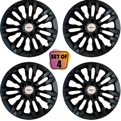 PRIGAN DZIRE TYPE 4 GLOSSY BLACK WHEEL COVER  (Set of 4)  AVAILABLE IN 14 INCH