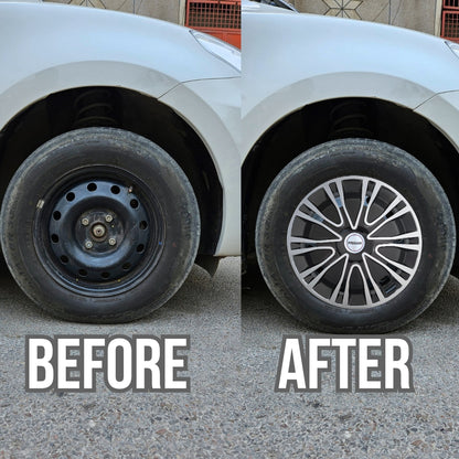 PRIGAN DRIVE BLACK SILVER WHEEL COVER  (Set of 4)  AVAILABLE IN 13,14,15,16 INCH