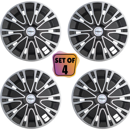 PRIGAN DRIVE BLACK SILVER WHEEL COVER  (Set of 4)  AVAILABLE IN 13,14,15,16 INCH
