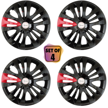 PRIGAN ERTIGA-T1 BLACK-RED WHEEL COVER  (Set of 4)  AVAILABLE IN 12,13,14,15 INCH