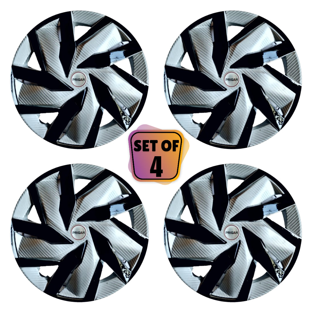 PRIGAN EAGLE SILVER-BLACK WHEEL COVER  (Set of 4)  AVAILABLE IN 12,13,14,15 INCH